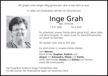 Anzeige von Inge Grah von MGO