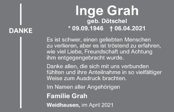 Anzeige von Inge Grah von MGO