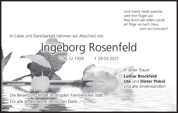 Anzeige von Ingeborg Rosenfeld von MGO