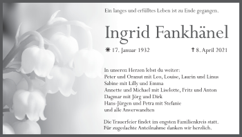 Anzeige von Ingrid Fankhänel von MGO