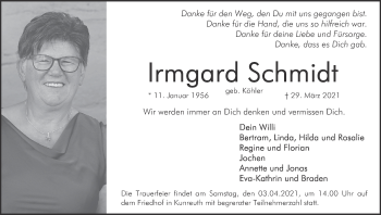 Anzeige von Irmgard Schmidt von MGO