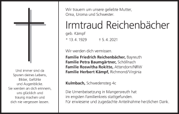 Anzeige von Irmtraud Reichenbächer von MGO