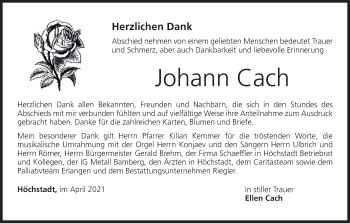 Anzeige von Johann Cach von MGO