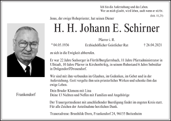 Anzeige von Johann E. Schirner von MGO