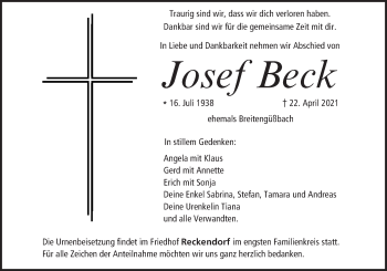 Anzeige von Josef Beck von MGO