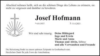 Anzeige von Josef Hofmann von MGO