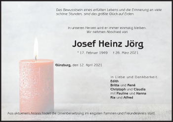 Anzeige von Josef Heinz Jörg von MGO
