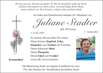 Anzeige von Juliane Stadter von MGO