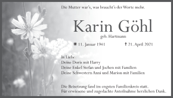Anzeige von Karin Göhl von MGO
