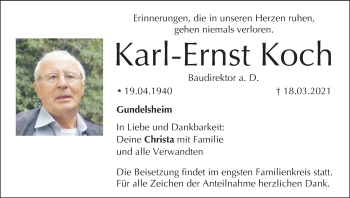 Anzeige von Karl-Ernst Koch von MGO