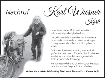 Anzeige von Karl Wiesner von MGO