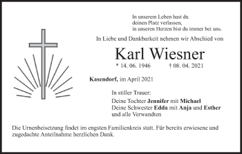 Anzeige von Karl Wiesner von MGO