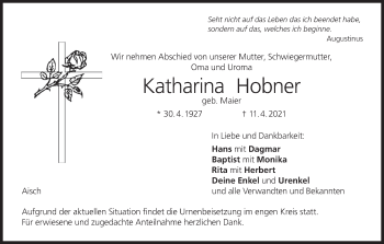 Anzeige von Katharina Hobner von MGO