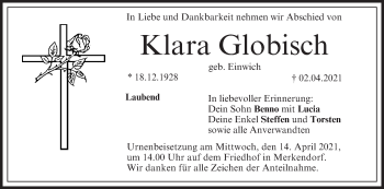 Anzeige von Klara Globisch von MGO