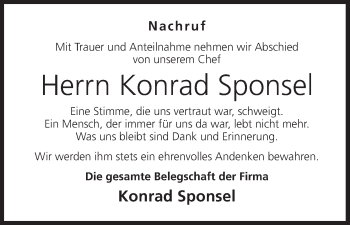 Anzeige von Konrad Sponsel von MGO