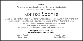Anzeige von Konrad Sponsel von MGO