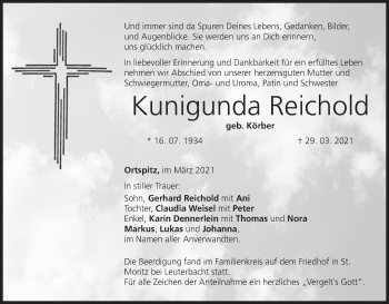 Anzeige von Kunigunda Reichold von MGO