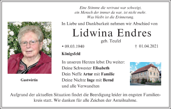 Anzeige von Lidwina Endres von MGO