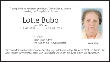 Anzeige von Lotte Bubb von MGO
