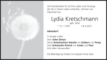 Anzeige von Lydia Kretschmann von MGO