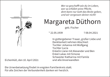 Anzeige von Margareta Düthorn von MGO