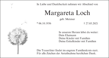 Anzeige von Margareta Loch von MGO