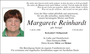 Anzeige von Margarete Reinhardt von MGO