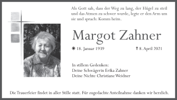 Anzeige von Margot Zahner von MGO