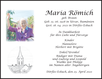 Anzeige von Maria Römich von MGO