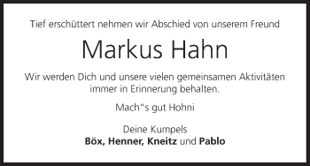 Anzeige von Markus Hahn von MGO