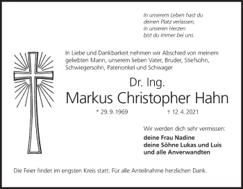 Anzeige von Markus Christopher Hahn von MGO