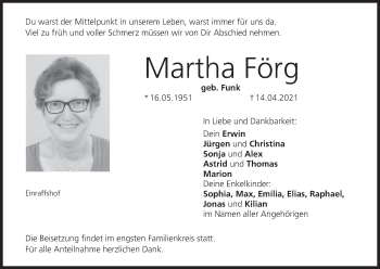 Anzeige von Martha Förg von MGO