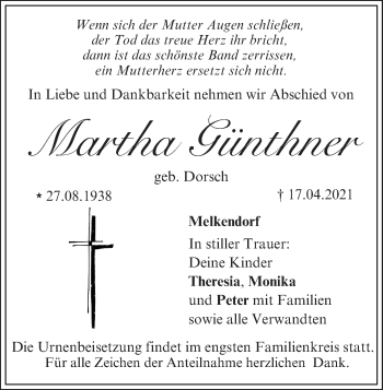 Anzeige von Martha Günthner von MGO