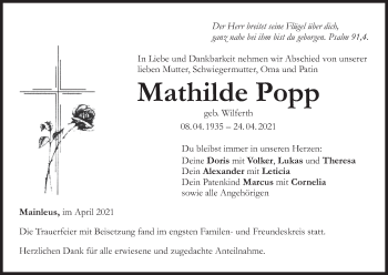 Anzeige von Mathilde Popp von MGO