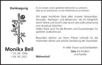 Anzeige von Monika Beil von MGO