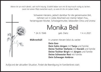 Anzeige von Monika Beil von MGO