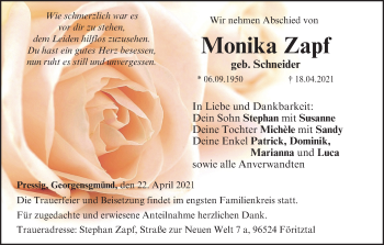 Anzeige von Monika Zapf von MGO