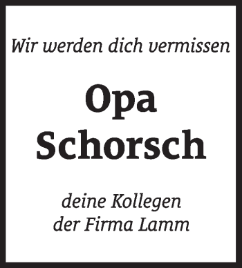 Anzeige von Opa Schorsch  von MGO