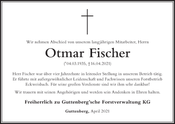 Anzeige von Otmar Fischer von MGO