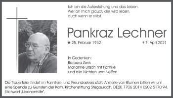 Anzeige von Pankraz Lechner von MGO