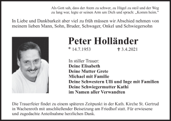 Anzeige von Peter Holländer von MGO