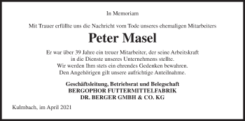 Anzeige von Peter Masel von MGO