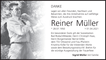 Anzeige von Reiner Müller von MGO