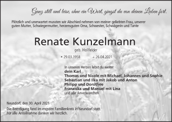 Anzeige von Renate Kunzelmann von MGO