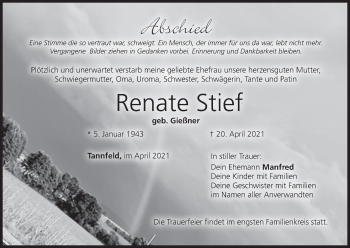 Anzeige von Renate Stief von MGO