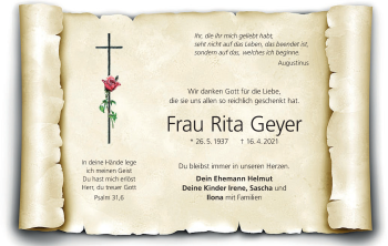 Anzeige von Rita Geyer von MGO