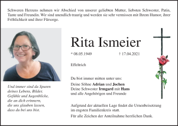 Anzeige von Rita Ismeier von MGO