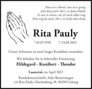Anzeige von Rita Pauly von MGO