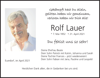 Anzeige von Rolf Lauer von MGO