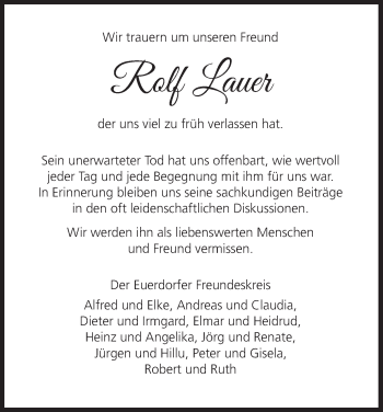 Anzeige von Rolf Lauer von MGO